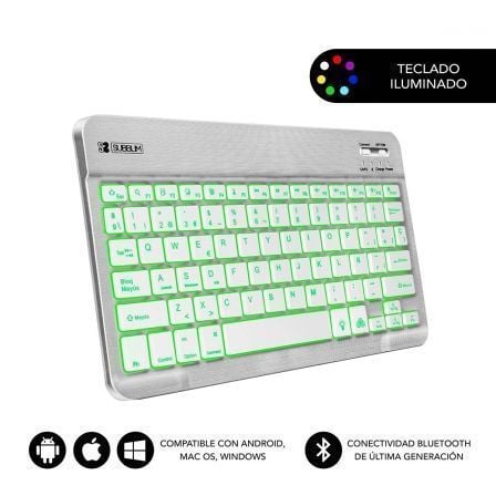 Teclado Compacto Inalámbrico por Bluetooth Subblim Smart Backlit/ Plata - Tiensol