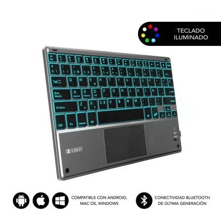 Teclado Compacto Inalámbrico por Bluetooth Subblim Touchpad Smart Blacklit/ Gris - Tiensol