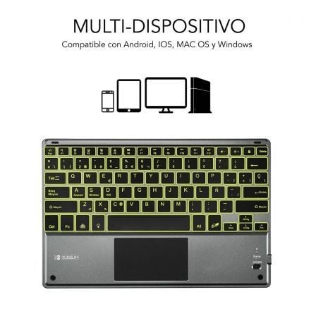 Teclado Compacto Inalámbrico por Bluetooth Subblim Touchpad Smart Blacklit/ Gris - Tiensol