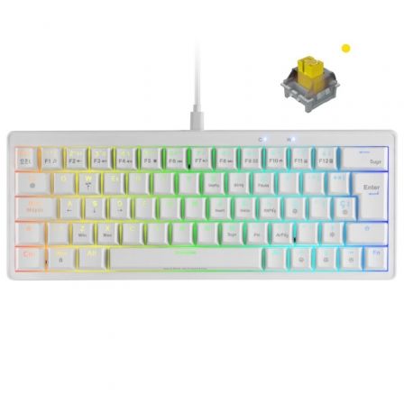 Teclado Gaming Mecánico Mars Gaming MKMINIPRO/ Switch Amarillo/ Blanco - Tiensol