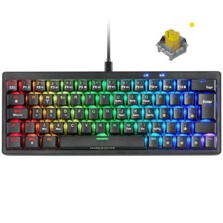 Teclado Gaming Mecánico Mars Gaming MKMINIPRO/ Switch Amarillo/ Negro - Tiensol