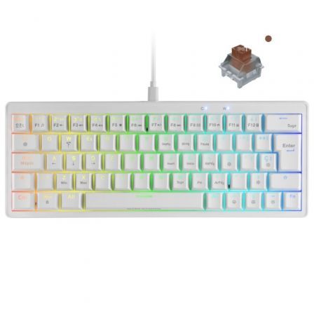 Teclado Gaming Mecánico Mars Gaming MKMINIPRO/ Switch Marrón/ Blanco - Tiensol