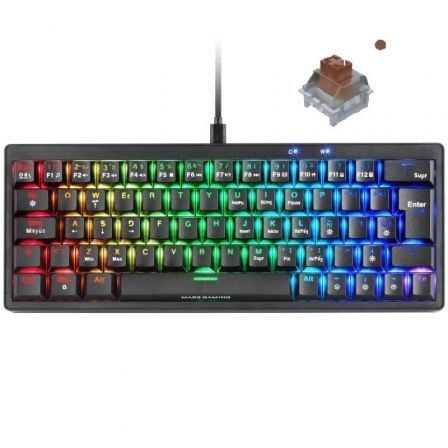 Teclado Gaming Mecánico Mars Gaming MKMINIPRO/ Switch Marrón/ Negro - Tiensol