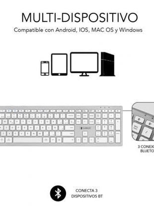 Teclado Inalámbrico por Bluetooth Subblim 2PUE200 Pure Extended/ Plata - Tiensol