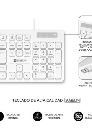 Teclado Subblim Business Slim Silencioso/ Blanco - Tiensol