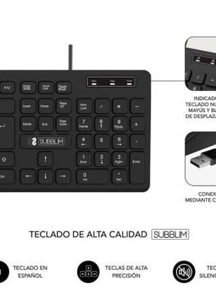 Teclado Subblim Business Slim Silencioso/ Negro - Tiensol