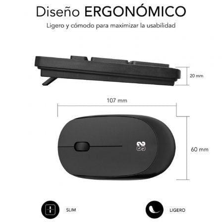 Teclado y Ratón Inalámbrico Subblim Combo Business Slim CSSW10/ Negro - Tiensol