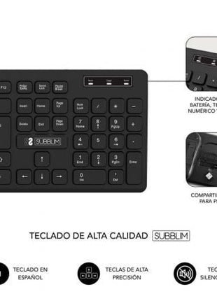 Teclado y Ratón Inalámbrico Subblim Combo Business Slim CSSW10/ Negro - Tiensol