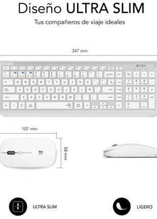 Teclado y Ratón Inalámbrico Subblim Combo Dual Prestige Extendido/ Blanco y Plata - Tiensol