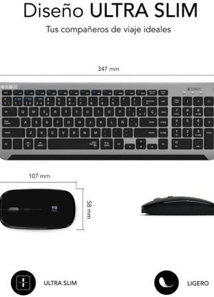 Teclado y Ratón Inalámbrico Subblim Combo Dual Prestige Extendido/ Gris y Negro - Tiensol