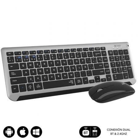 Teclado y Ratón Inalámbrico Subblim Combo Dual Prestige Extendido/ Gris y Negro - Tiensol