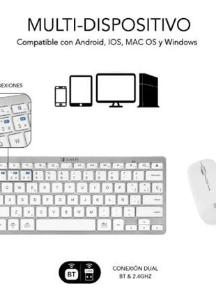 Teclado y Ratón Inalámbrico Subblim OCO010 Combo Multidispositivo Compacto/ Plata - Tiensol