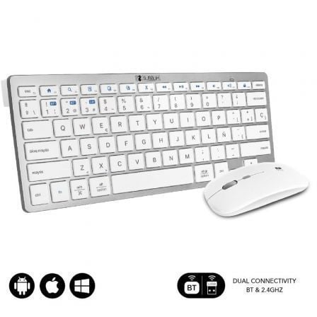 Teclado y Ratón Inalámbrico Subblim OCO010 Combo Multidispositivo Compacto/ Plata - Tiensol