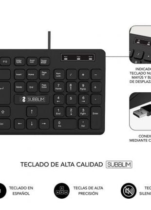 Teclado y Ratón Subblim Combo Business Slim CSSK01/ Negro - Tiensol