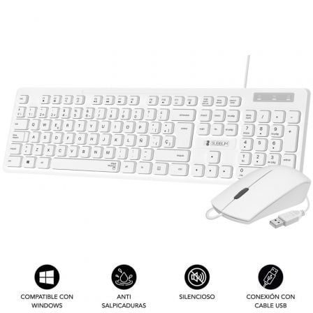 Teclado y Ratón Subblim Combo Business Slim Silencioso/ Blanco - Tiensol