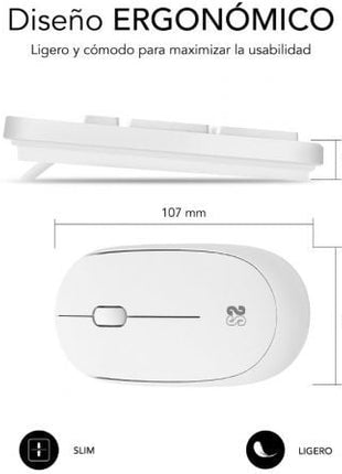 Teclado y Ratón Subblim Combo Business Slim Silencioso Inalámbrico/ Blanco - Tiensol