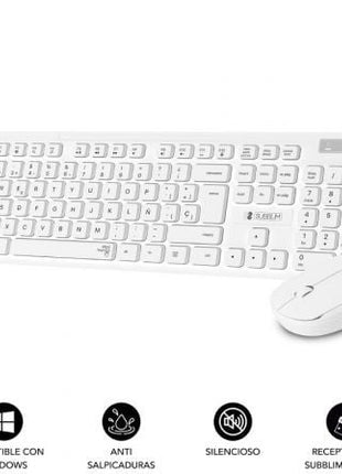 Teclado y Ratón Subblim Combo Business Slim Silencioso Inalámbrico/ Blanco - Tiensol