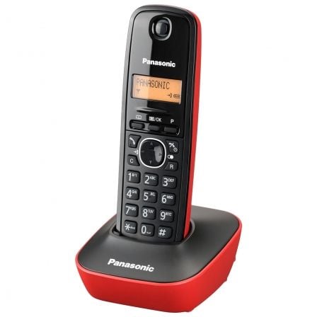 Teléfono Inalámbrico Panasonic KX - TG1611/ Negro y Rojo - Tiensol