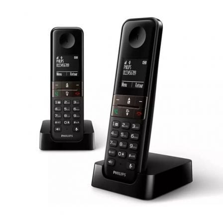 Teléfono Inalámbrico Philips D4702B/34/ Pack DUO/ Negro - Tiensol