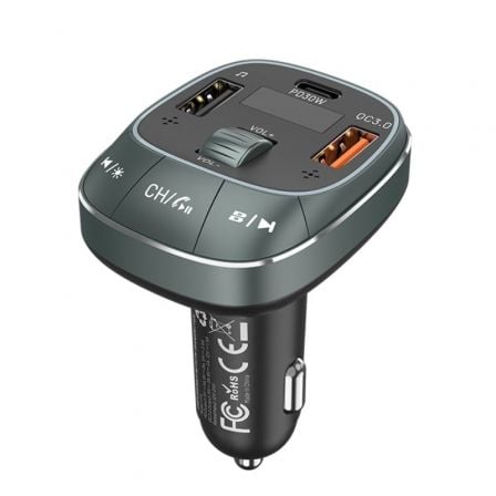 Transmisor FM/ MP3/ Bluetooth Vention FFLB0/ 1xUSB - Tipo C/ 2xUSB/ 30W - Tiensol